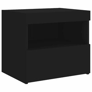 Κομοδίνα με Φώτα LED 2 τεμ. Μαύρα 50 x 40 x 45 εκ. - Pakobazaar