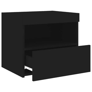 Κομοδίνα με Φώτα LED 2 τεμ. Μαύρα 50 x 40 x 45 εκ. - Pakobazaar