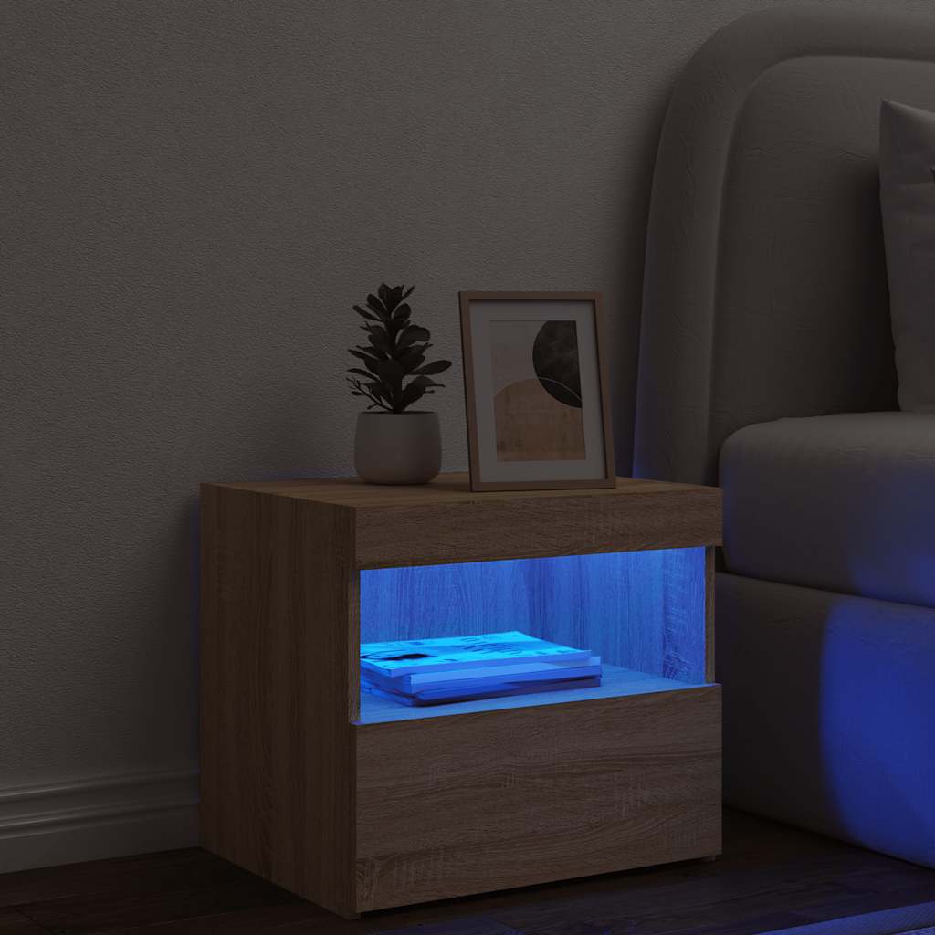 Κομοδίνο με Φώτα LED Sonoma Δρυς 50 x 40 x 45 εκ. - Pakobazaar