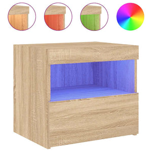 Κομοδίνα με Φώτα LED 2 τεμ. Sonoma Δρυς 50x40x45 εκ. - Pakobazaar