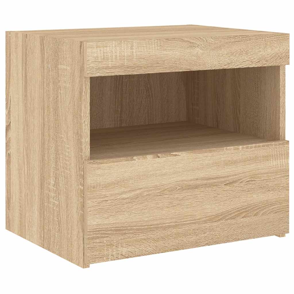 Κομοδίνα με Φώτα LED 2 τεμ. Sonoma Δρυς 50x40x45 εκ. - Pakobazaar