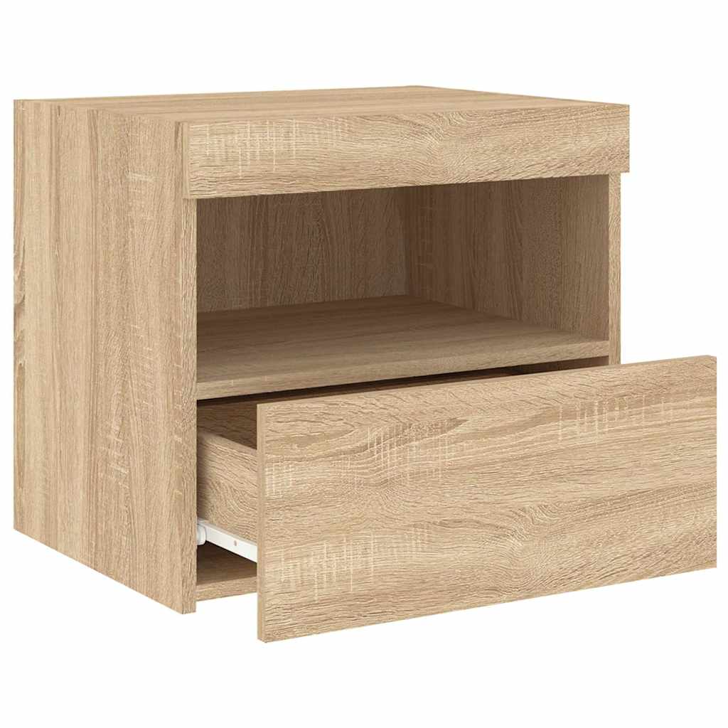 Κομοδίνα με Φώτα LED 2 τεμ. Sonoma Δρυς 50x40x45 εκ. - Pakobazaar