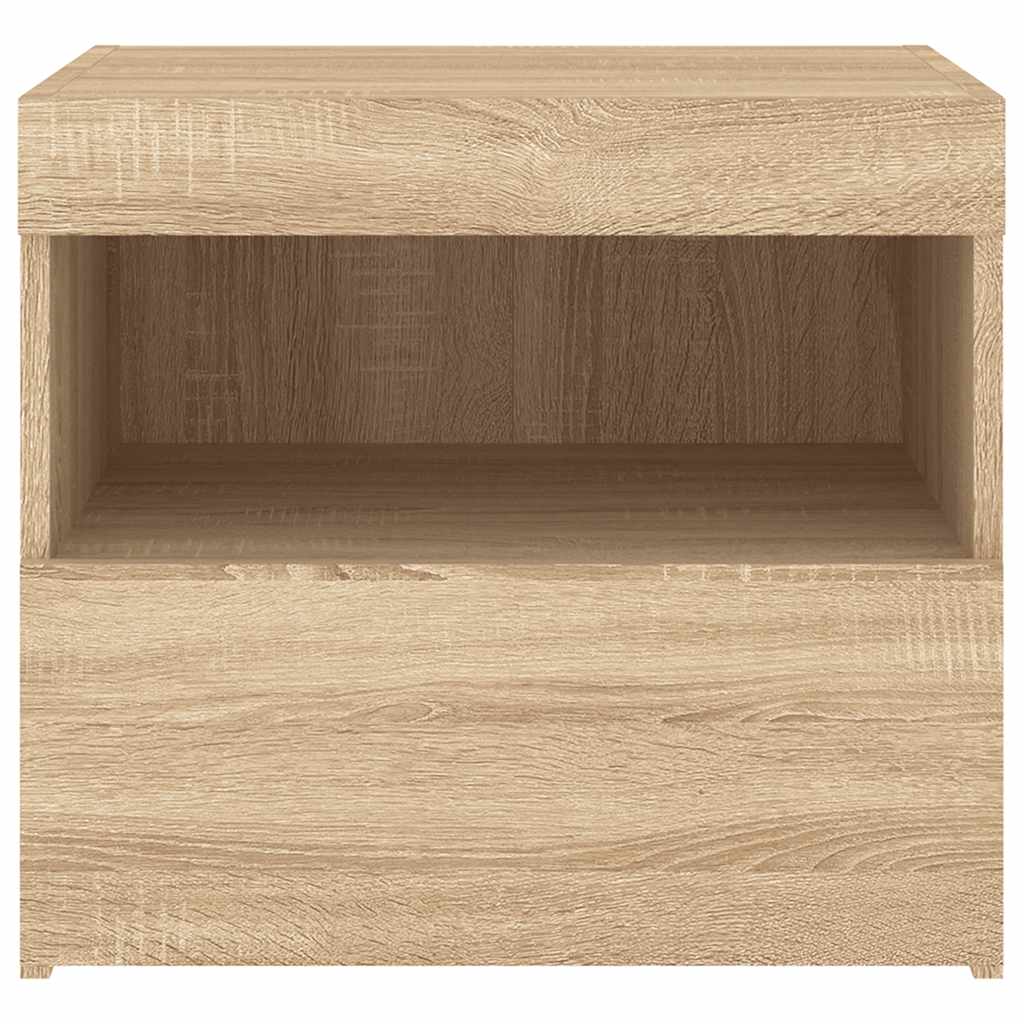 Κομοδίνα με Φώτα LED 2 τεμ. Sonoma Δρυς 50x40x45 εκ. - Pakobazaar