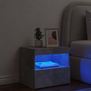 Κομοδίνο με Φώτα LED Γκρι Σκυροδέματος 50x40x45 εκ. - Pakobazaar