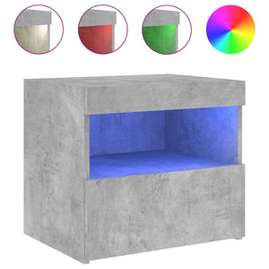 Κομοδίνα με Φώτα LED 2 τεμ. Γκρι Σκυροδέματος 50x40x45 εκ. - Pakobazaar