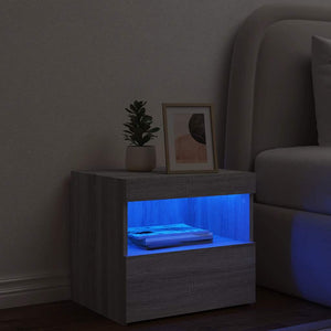 Κομοδίνο με Φώτα LED Γκρι Sonoma 50x40x45 εκ. - Pakobazaar