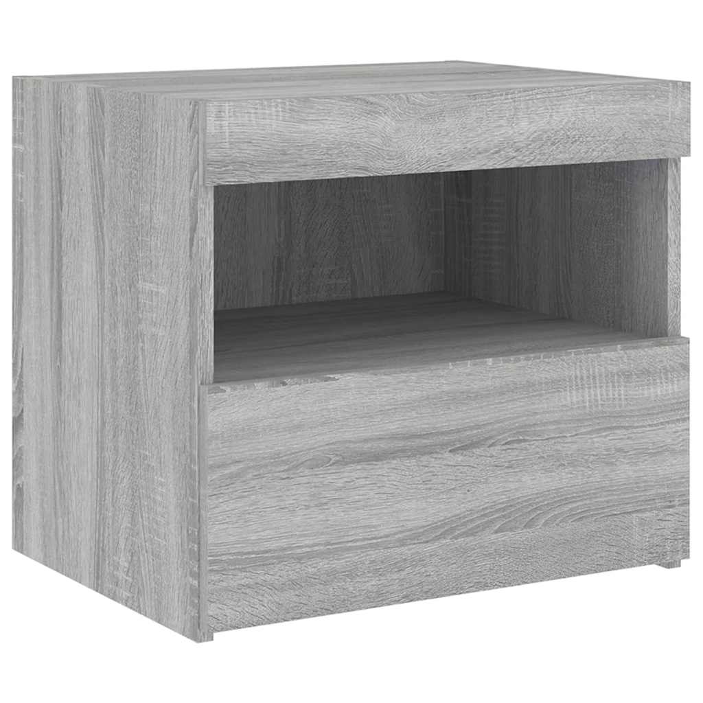 Κομοδίνο με Φώτα LED Γκρι Sonoma 50x40x45 εκ. - Pakobazaar