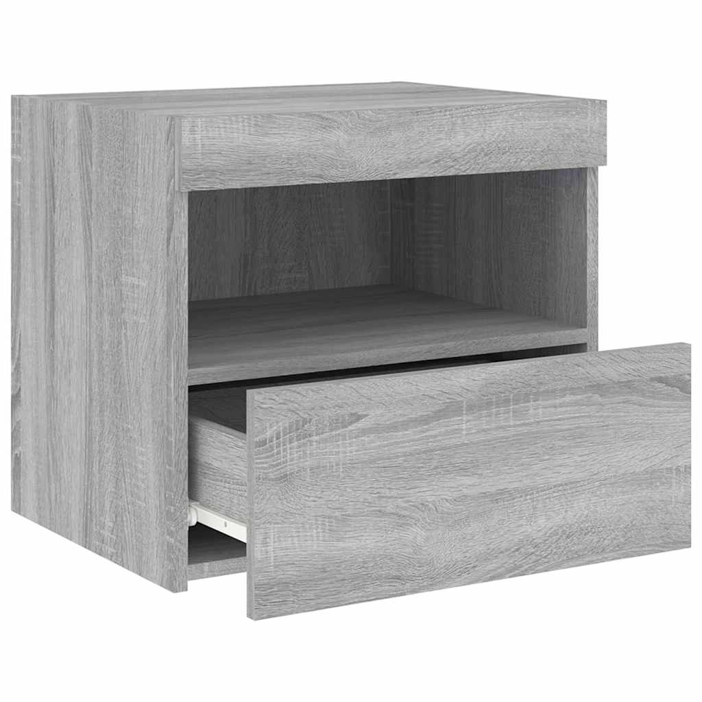 Κομοδίνο με Φώτα LED Γκρι Sonoma 50x40x45 εκ. - Pakobazaar