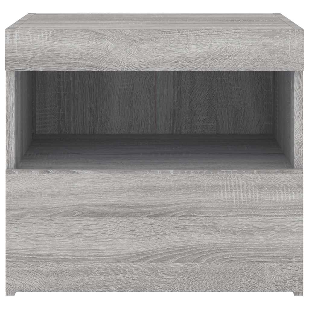 Κομοδίνο με Φώτα LED Γκρι Sonoma 50x40x45 εκ. - Pakobazaar