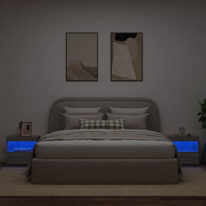 Κομοδίνα με Φώτα LED 2 τεμ. Γκρι Sonoma 50x40x45 εκ. - Pakobazaar