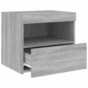 Κομοδίνα με Φώτα LED 2 τεμ. Γκρι Sonoma 50x40x45 εκ. - Pakobazaar