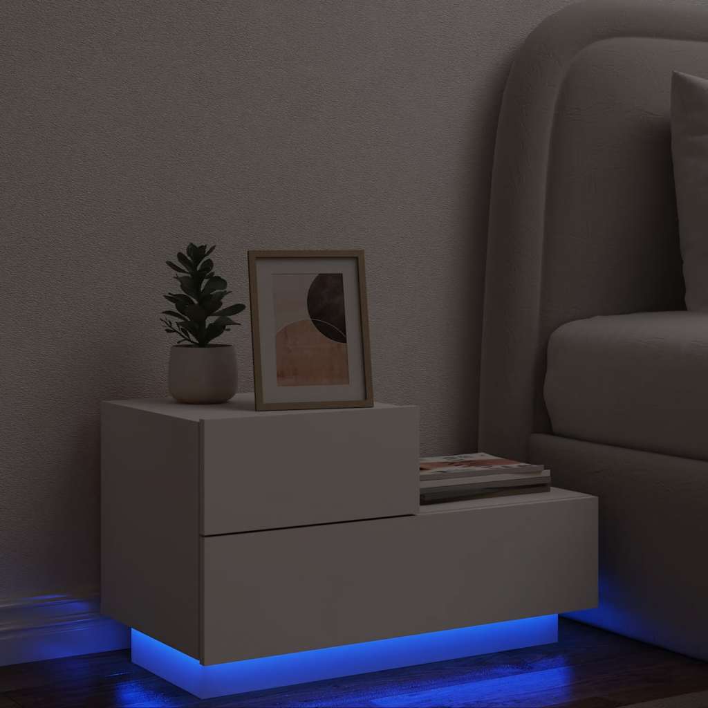Κομοδίνο με Φώτα LED Λευκό 70 x 36 x 40,5 εκ. - Pakobazaar
