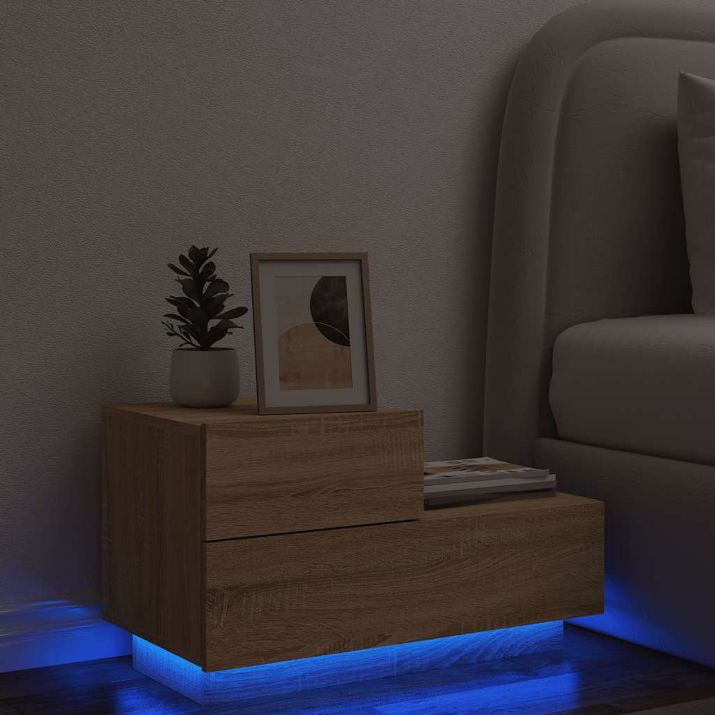 Κομοδίνο με Φώτα LED Sonoma Δρυς 70 x 36 x 40,5 εκ. - Pakobazaar