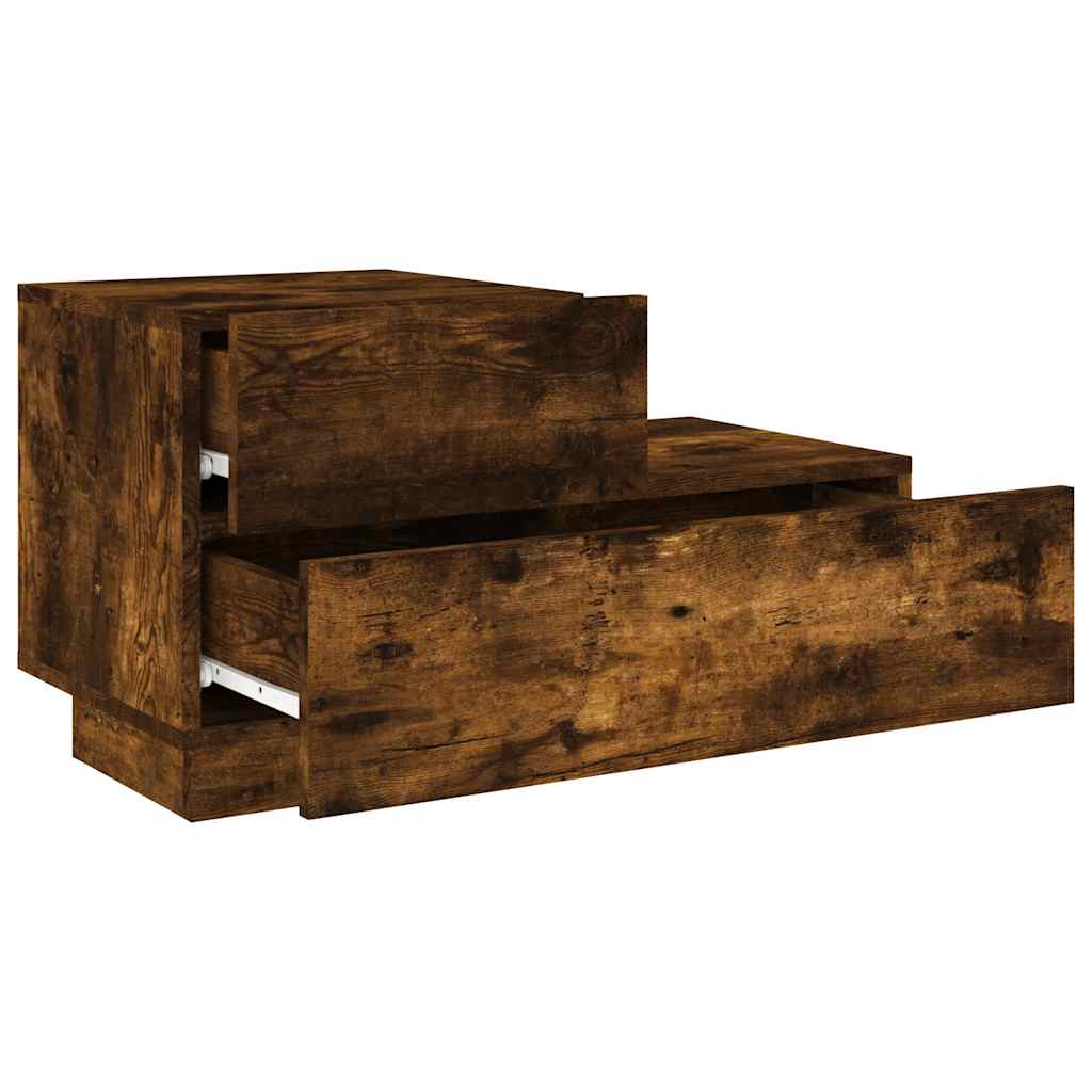 Κομοδίνο με Φώτα LED Καπνιστή Δρυς 70 x 36 x 40,5 εκ. - Pakobazaar