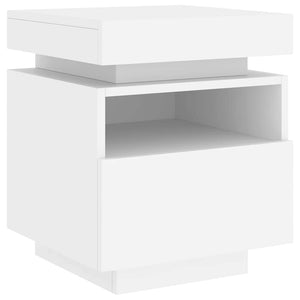 Κομοδίνο με Φώτα LED Λευκό 40 x 39 x 48,5 εκ. - Pakobazaar