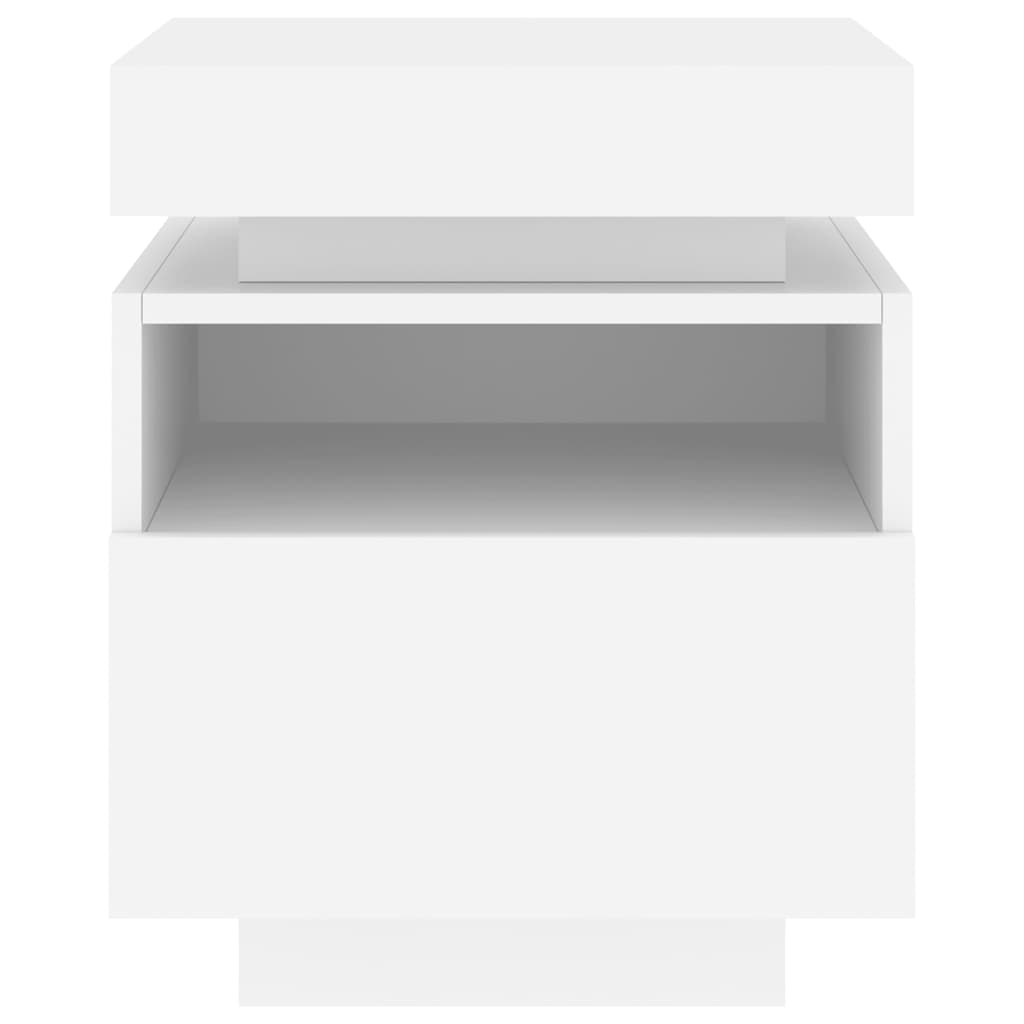 Κομοδίνο με Φώτα LED Λευκό 40 x 39 x 48,5 εκ. - Pakobazaar
