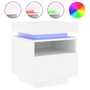 Κομοδίνα με Φώτα LED 2 τεμ. Λευκά 40 x 39 x 48,5 εκ. - Pakobazaar