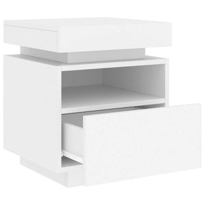Κομοδίνα με Φώτα LED 2 τεμ. Λευκά 40 x 39 x 48,5 εκ. - Pakobazaar