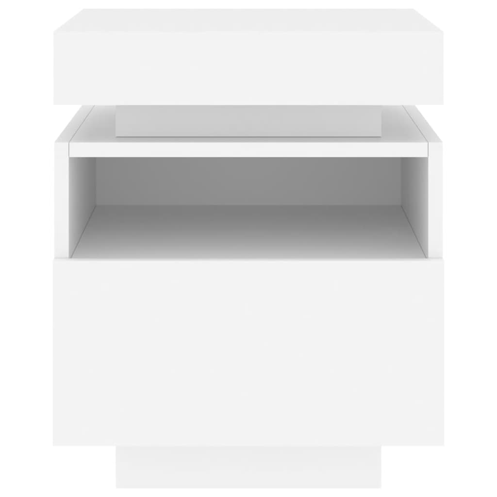 Κομοδίνα με Φώτα LED 2 τεμ. Λευκά 40 x 39 x 48,5 εκ. - Pakobazaar