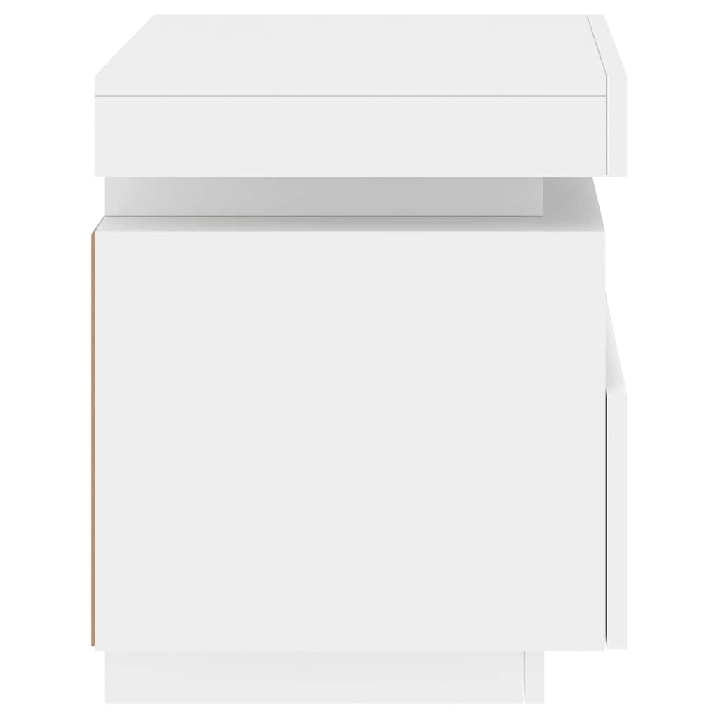 Κομοδίνα με Φώτα LED 2 τεμ. Λευκά 40 x 39 x 48,5 εκ. - Pakobazaar
