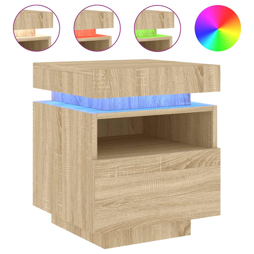 Κομοδίνο με Φώτα LED Sonoma Δρυς 40 x 39 x 48,5 εκ. - Pakobazaar