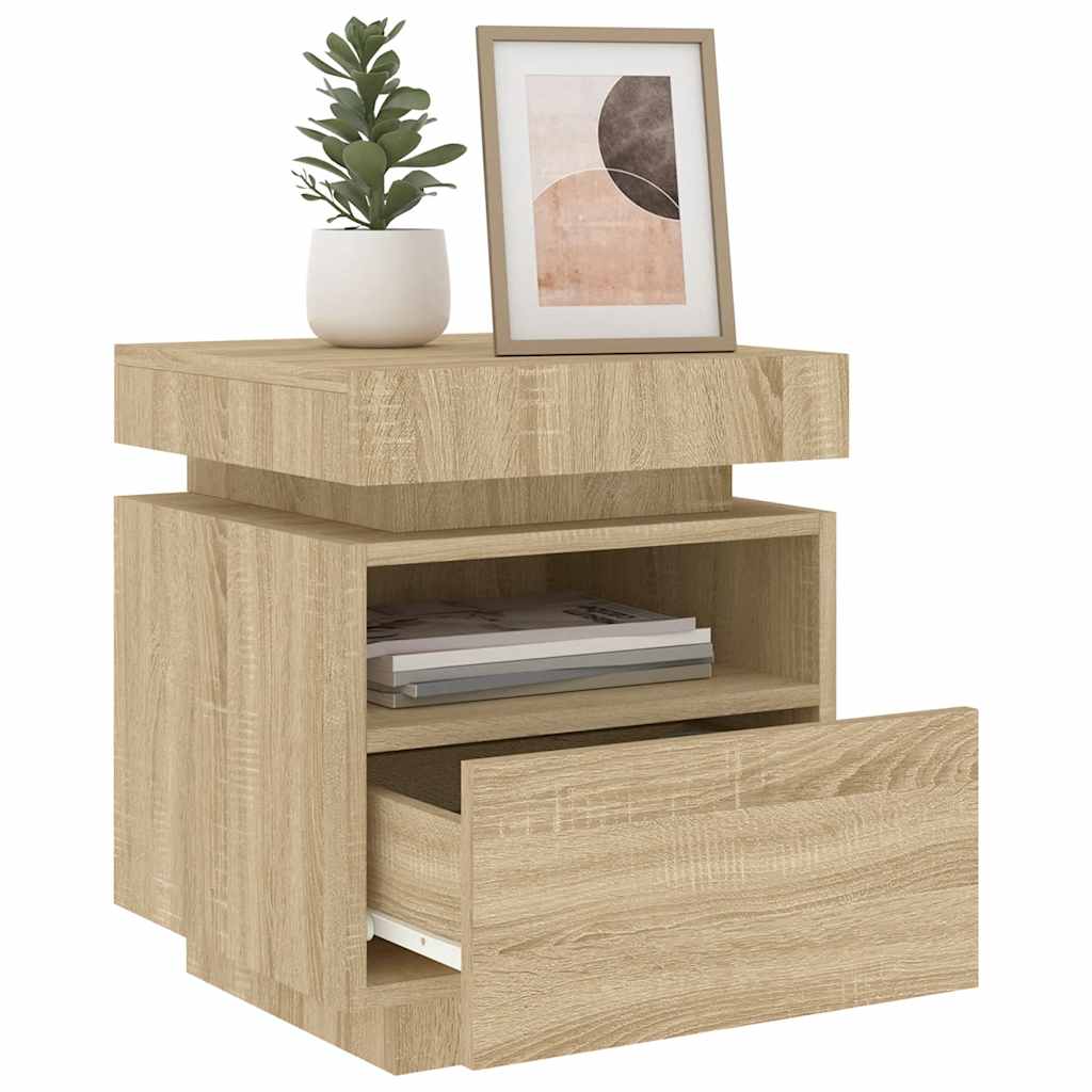 Κομοδίνο με Φώτα LED Sonoma Δρυς 40 x 39 x 48,5 εκ. - Pakobazaar