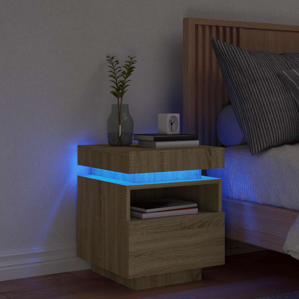 Κομοδίνο με Φώτα LED Sonoma Δρυς 40 x 39 x 48,5 εκ. - Pakobazaar