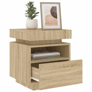 Κομοδίνα με Φώτα LED 2 τεμ. Sonoma Δρυς 40x39x48,5 εκ. - Pakobazaar
