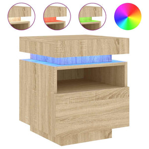 Κομοδίνα με Φώτα LED 2 τεμ. Sonoma Δρυς 40x39x48,5 εκ. - Pakobazaar