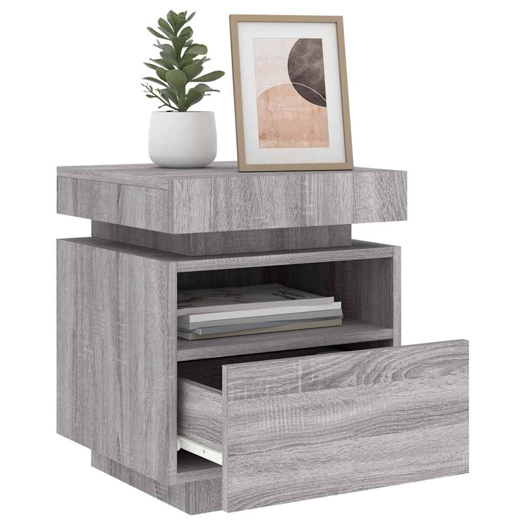 Κομοδίνο με Φώτα LED Γκρι Sonoma 40 x 39 x 48,5 εκ. - Pakobazaar