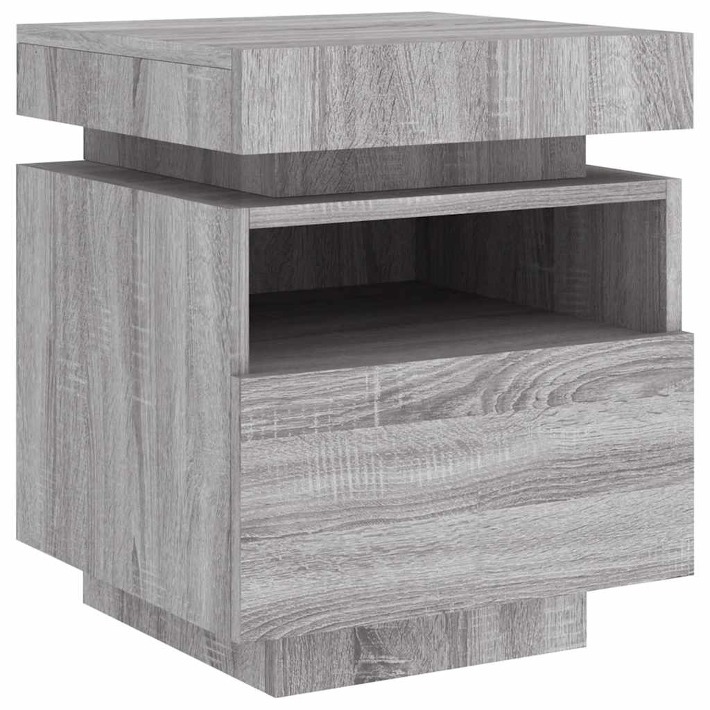 Κομοδίνο με Φώτα LED Γκρι Sonoma 40 x 39 x 48,5 εκ. - Pakobazaar