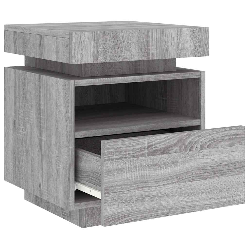 Κομοδίνο με Φώτα LED Γκρι Sonoma 40 x 39 x 48,5 εκ. - Pakobazaar