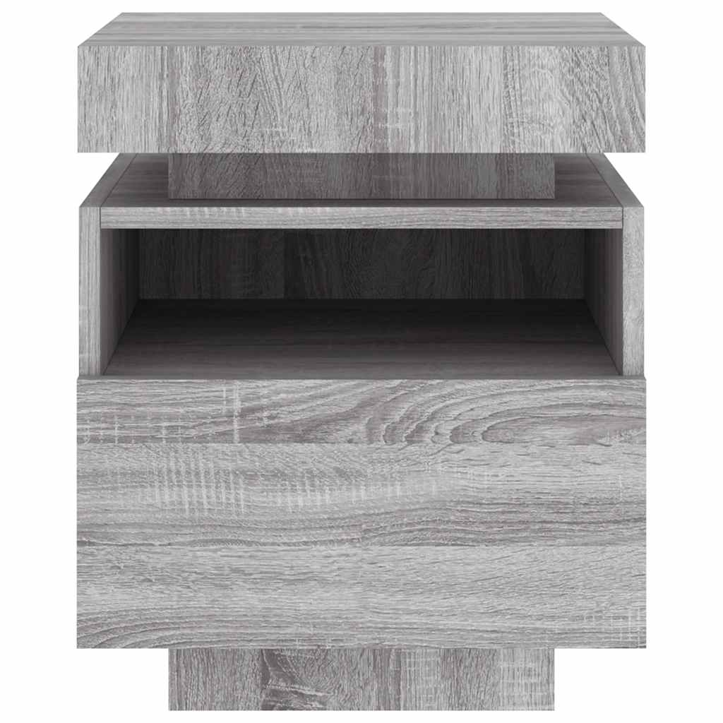 Κομοδίνο με Φώτα LED Γκρι Sonoma 40 x 39 x 48,5 εκ. - Pakobazaar