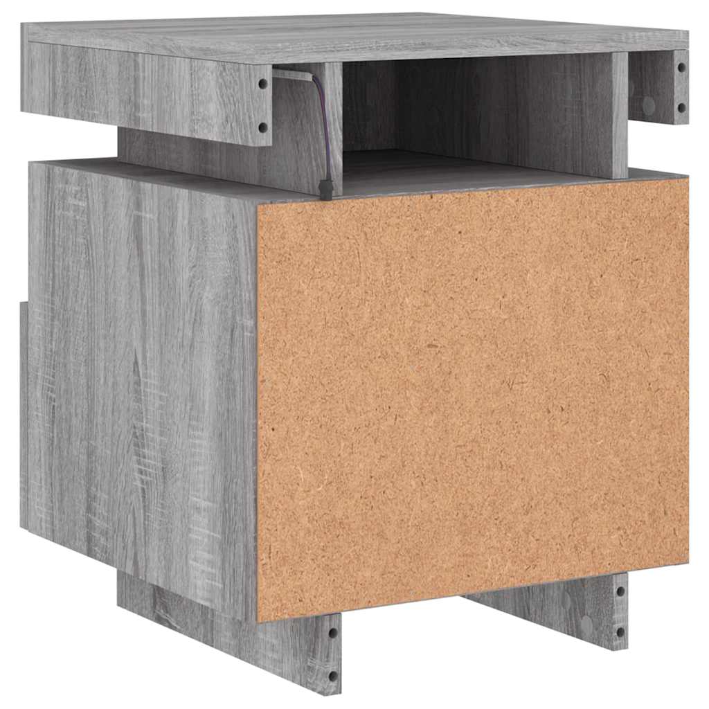 Κομοδίνο με Φώτα LED Γκρι Sonoma 40 x 39 x 48,5 εκ. - Pakobazaar