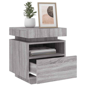 Κομοδίνα με Φώτα LED 2 τεμ. Γκρι Sonoma 40x39x48,5 εκ. - Pakobazaar