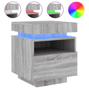 Κομοδίνα με Φώτα LED 2 τεμ. Γκρι Sonoma 40x39x48,5 εκ. - Pakobazaar