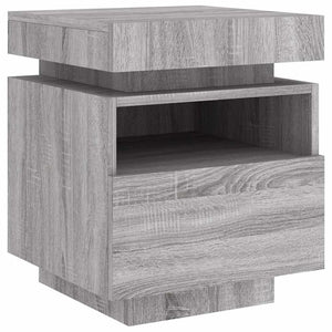 Κομοδίνα με Φώτα LED 2 τεμ. Γκρι Sonoma 40x39x48,5 εκ. - Pakobazaar