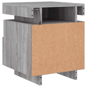 Κομοδίνα με Φώτα LED 2 τεμ. Γκρι Sonoma 40x39x48,5 εκ. - Pakobazaar