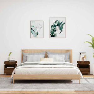Κομοδίνα με Φώτα LED 2 τεμ. Καφέ Δρυς 40x39x48,5 εκ. - Pakobazaar