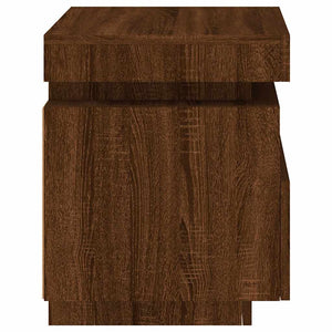 Κομοδίνα με Φώτα LED 2 τεμ. Καφέ Δρυς 40x39x48,5 εκ. - Pakobazaar