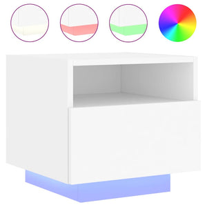 Κομοδίνο με Φώτα LED Λευκό 40 x 39 x 37 εκ. - Pakobazaar