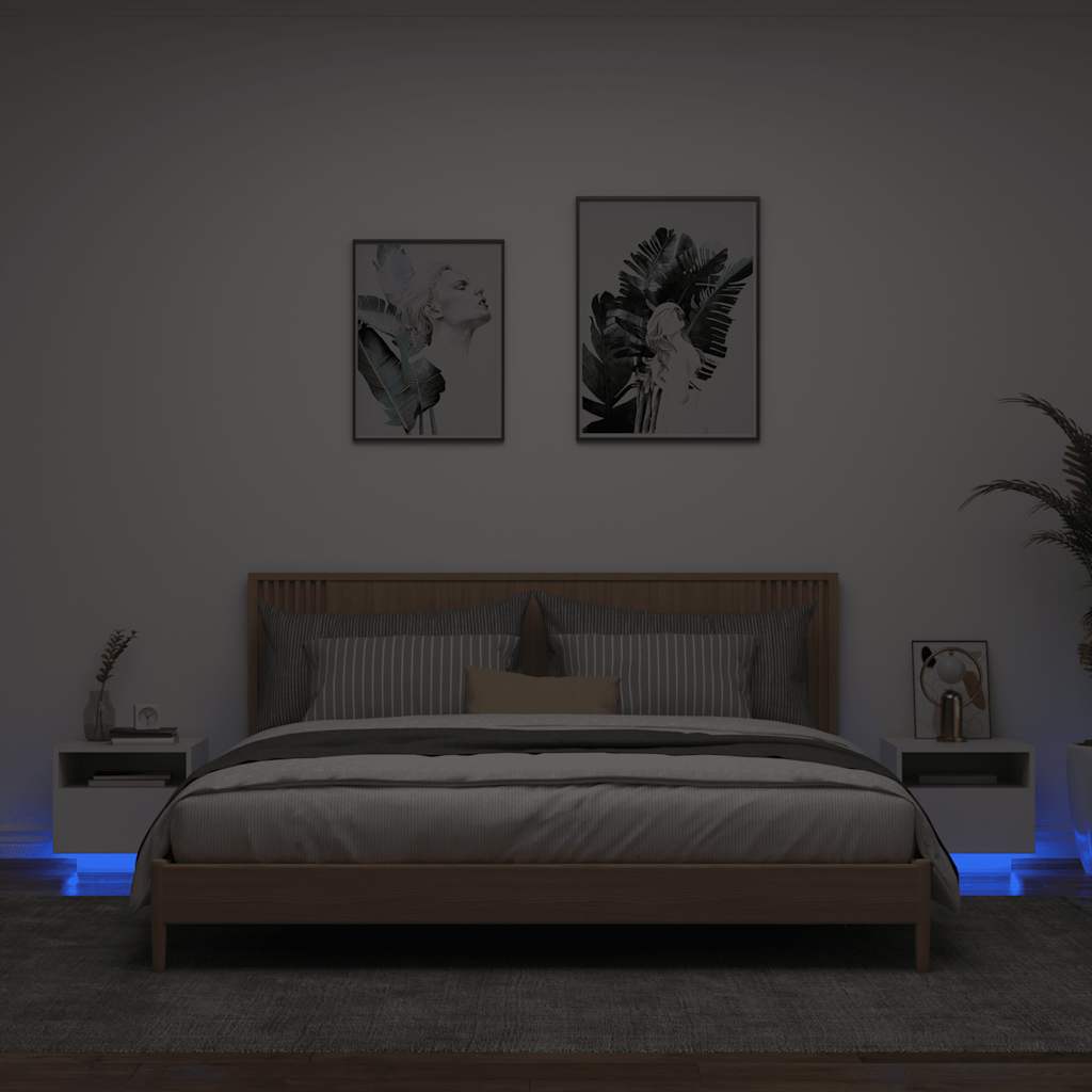 Κομοδίνο με Φώτα LED Λευκό 40 x 39 x 37 εκ. - Pakobazaar
