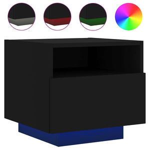 Κομοδίνα με Φώτα LED 2 τεμ. Μαύρα 40 x 39 x 37 εκ. - Pakobazaar
