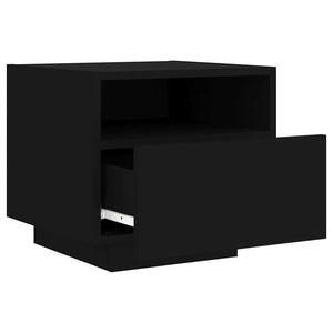 Κομοδίνα με Φώτα LED 2 τεμ. Μαύρα 40 x 39 x 37 εκ. - Pakobazaar