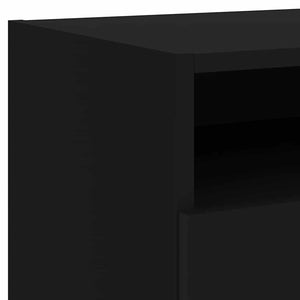 Κομοδίνα με Φώτα LED 2 τεμ. Μαύρα 40 x 39 x 37 εκ. - Pakobazaar