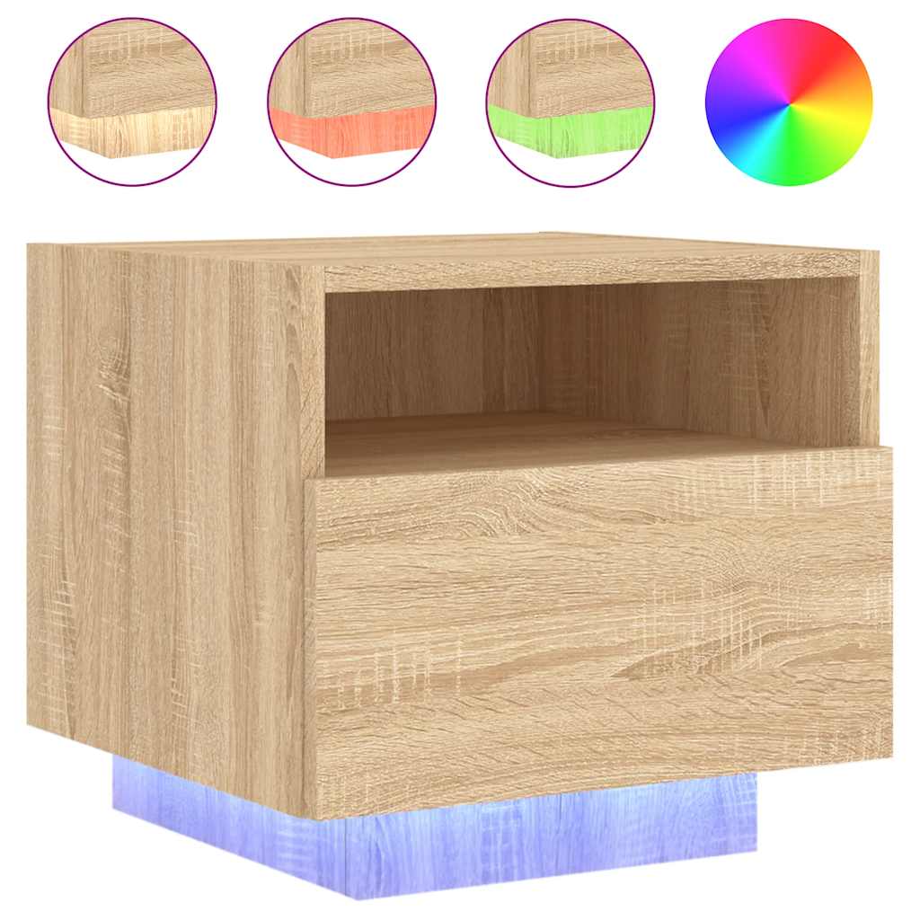 Κομοδίνο με Φώτα LED Sonoma Δρυς 40 x 39 x 37 εκ. - Pakobazaar