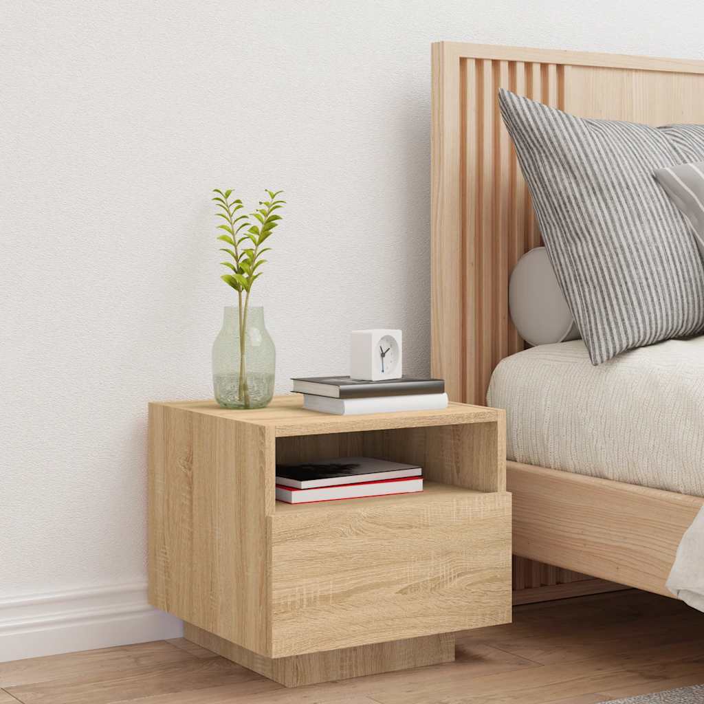 Κομοδίνο με Φώτα LED Sonoma Δρυς 40 x 39 x 37 εκ. - Pakobazaar