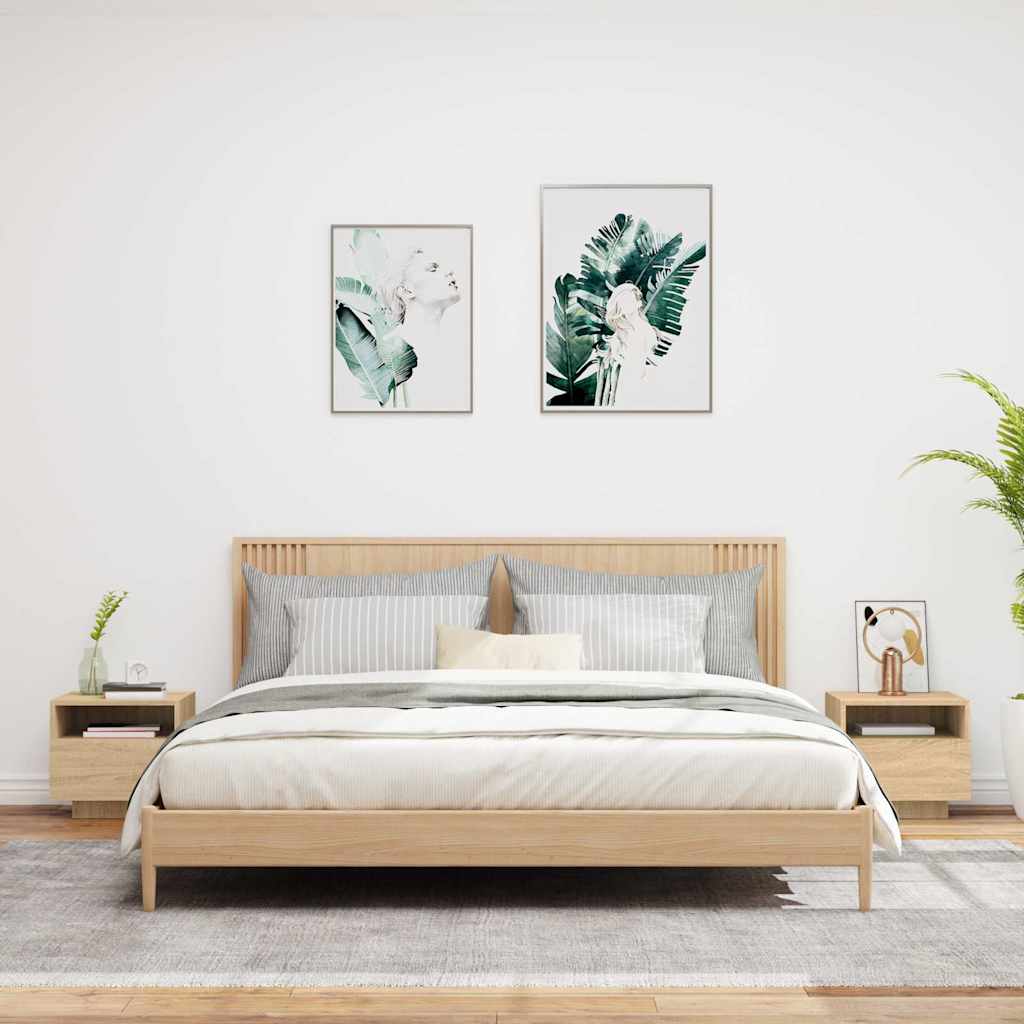 Κομοδίνα με Φώτα LED 2 τεμ. Sonoma Δρυς 40 x 39 x 37 εκ. - Pakobazaar