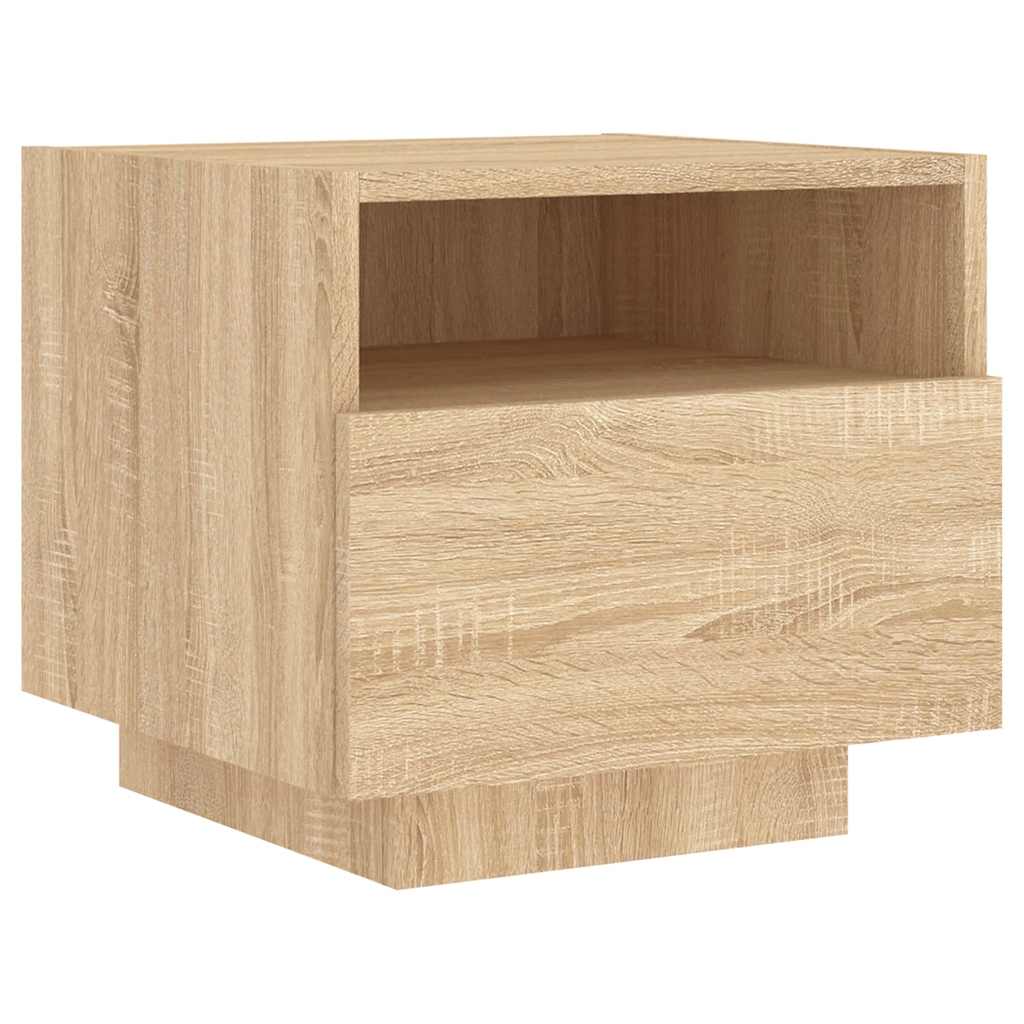 Κομοδίνα με Φώτα LED 2 τεμ. Sonoma Δρυς 40 x 39 x 37 εκ. - Pakobazaar