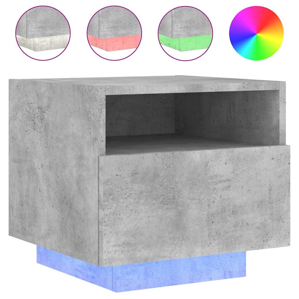Κομοδίνο με Φώτα LED Γκρι Σκυροδέματος 40 x 39 x 37 εκ. - Pakobazaar